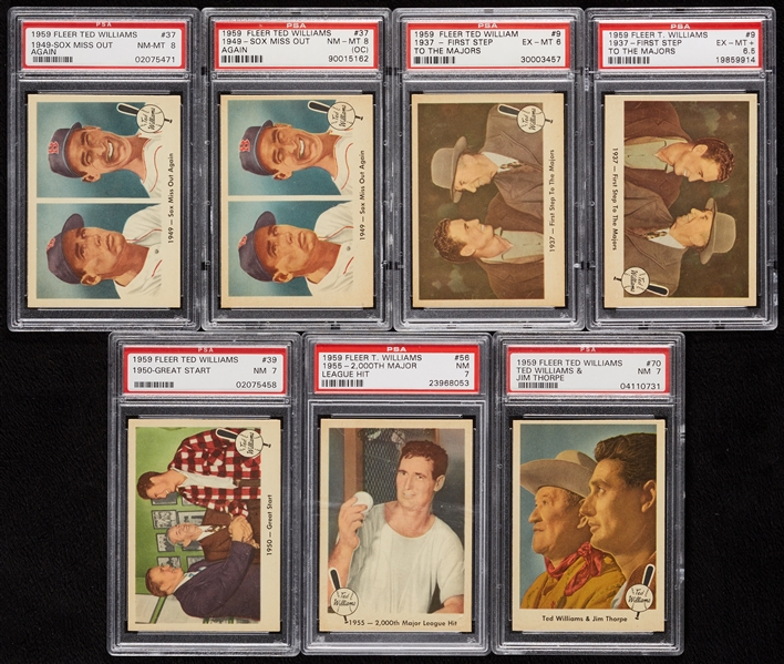 1959 Fleer Life of Ted Williams Group, Seven Slabbed, Plus Root Beer Caps (31)
