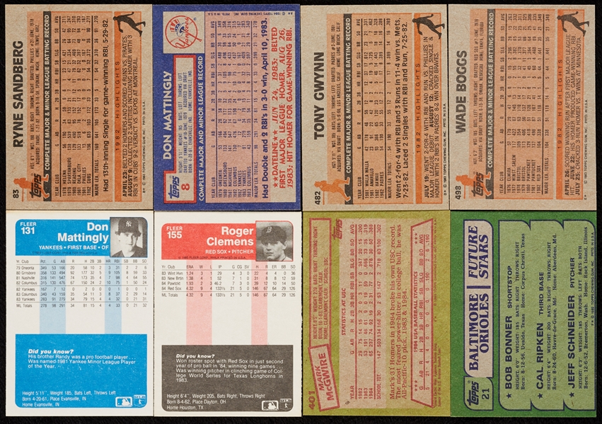 1981-86 Topps and Fleer Pristine Baseball Sets (10)