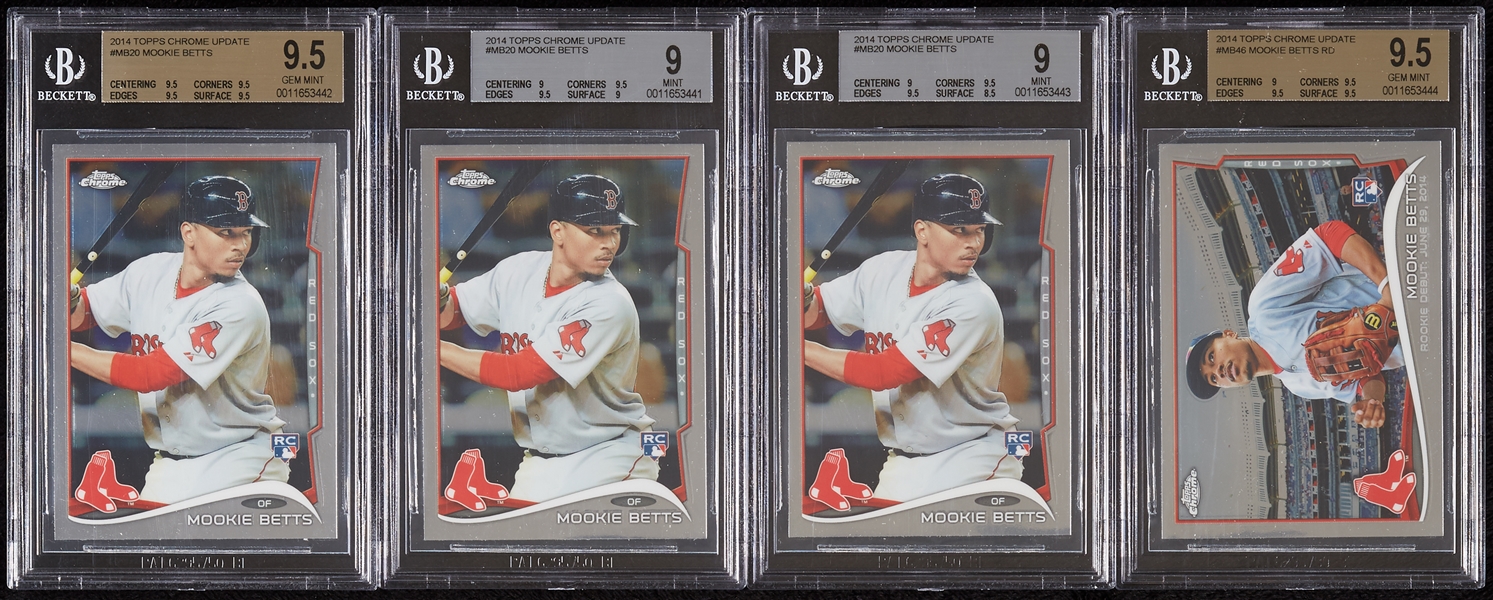 Mookie Betts BGS-Graded 2014 Topps Chrome Update RC Group with (2) BGS 9.5 (4)