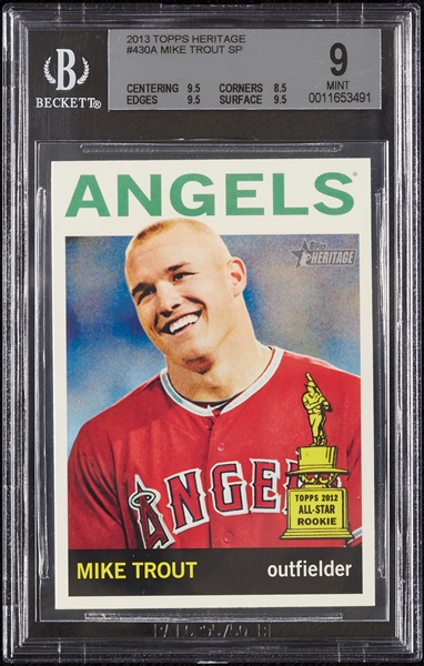 2013 Topps Heritage Mike Trout No. 430A SP BGS 9