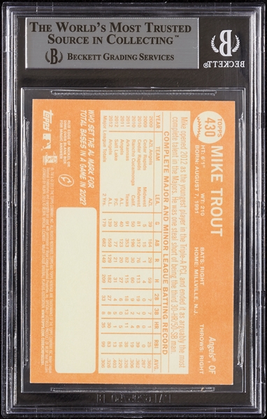2013 Topps Heritage Mike Trout No. 430A SP BGS 9