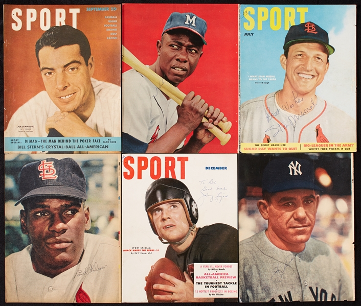 Signed Sport Magazine Covers & Pages with Joe DiMaggio, Musial, Aaron, Berra (20)