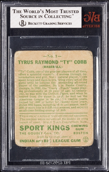 1933 Sport Kings Ty Cobb No. 1 BVG 1