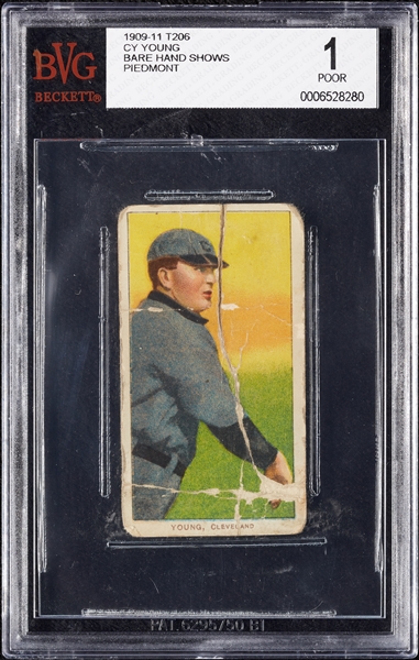 1909-11 T206 Cy Young Bare Hand Shows (Piedmont 350) BVG 1