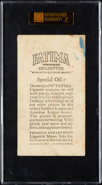 1913 T200 Fatima Cleveland Americans SGC 1