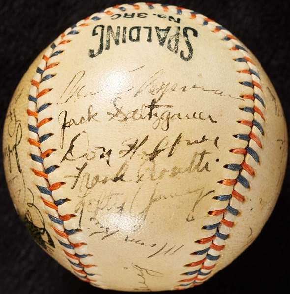 1935 New York Yankees Team-Signed Spalding Baseball with Lou Gehrig, Lazzeri (22) (JSA)