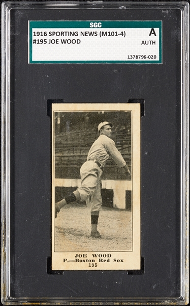 1916 M101-4 Sporting News Joe Wood No. 195 SGC Authentic