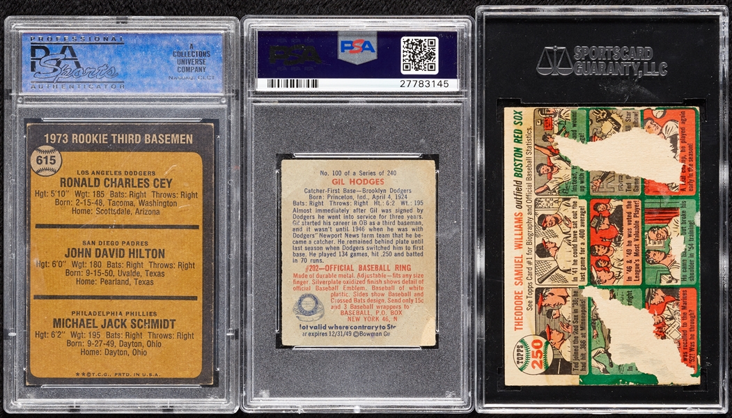 Gil Hodges & Mike Schmidt Graded RCs with 1954 Topps Ted Williams (3)