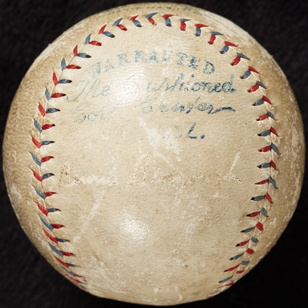 Babe Ruth, Lou Gehrig, Tony Lazzeri & Benny Bengough Signed OAL Baseball (4) (PSA/DNA)
