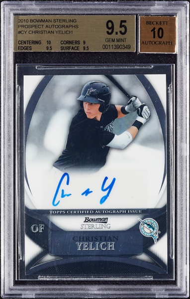 2010 Bowman Sterling Christian Yelich RC Prospect Autograph BGS 9.5 (AUTO 10)