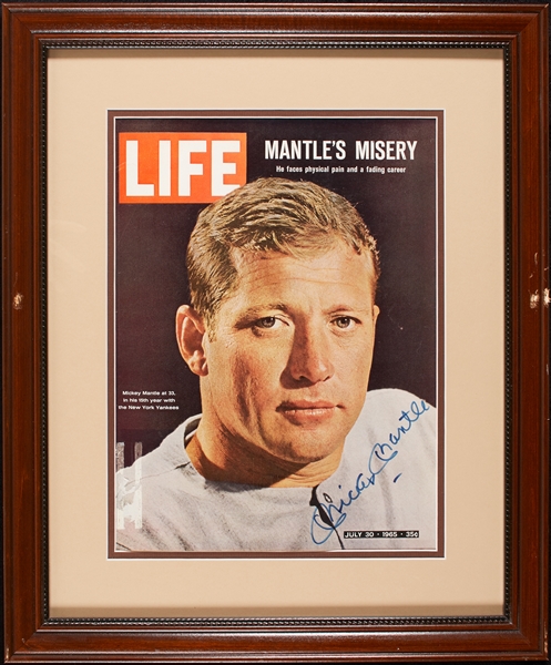 Mickey Mantle Signed LIFE Magazine in Frame (1965) (BAS)