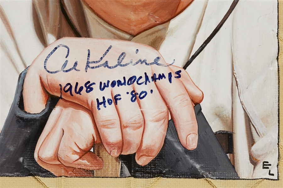 Al Kaline Signed Hand-Painted Base Inscribed 1968 World Champs HOF '80 (BAS)