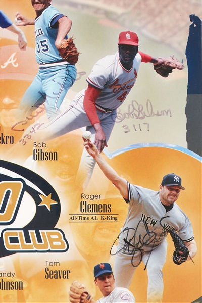 3000 Strikeouts Multi-Signed Framed Poster (11) (TriStar) (BAS)