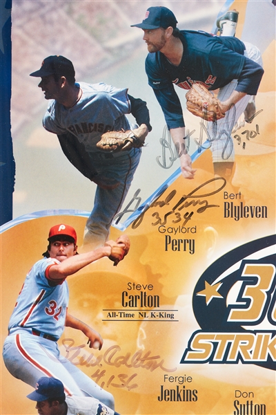 3000 Strikeouts Multi-Signed Framed Poster (11) (TriStar) (BAS)