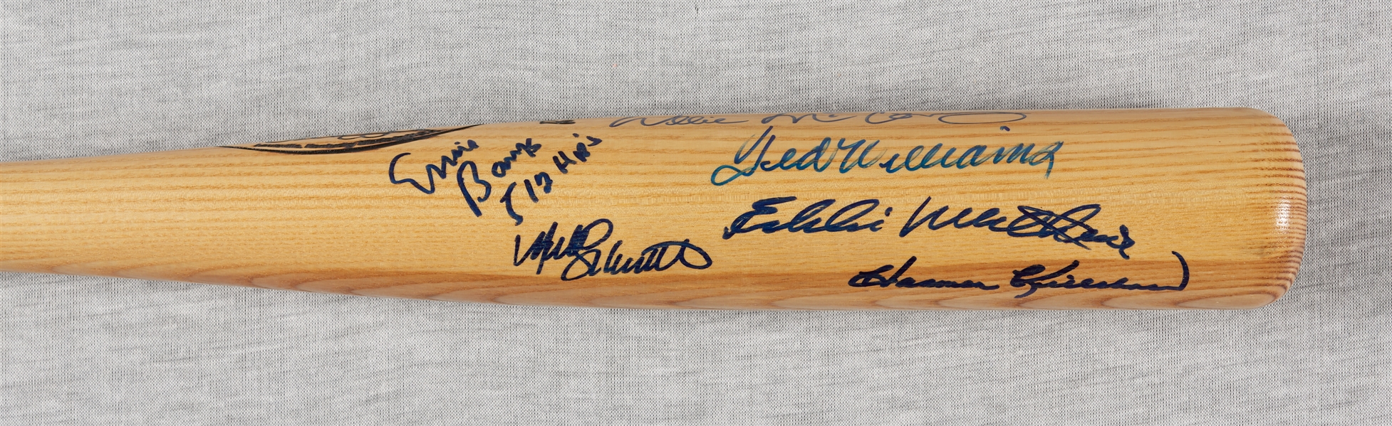 500 Home Run Club Multi-Signed LS The Kid Bat with Williams, Aaron, Mays (11) (BAS)