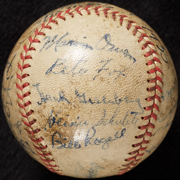 1935 Detroit Tigers World Champs Team-Signed OAL Baseball (21) (BAS)