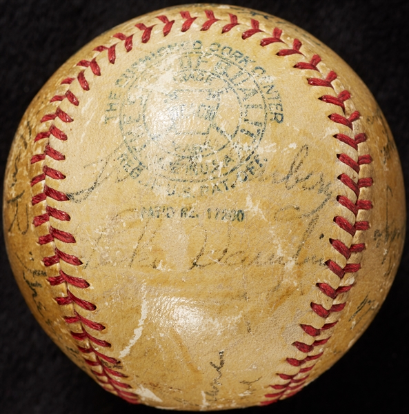 1935 Detroit Tigers World Champs Team-Signed OAL Baseball (20) (BAS)