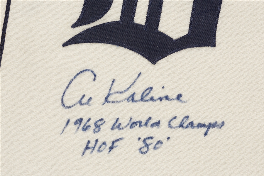 Al Kaline Signed Tigers M&N Flannel Jersey Inscribed 1968 World Champs HOF '80 (BAS)