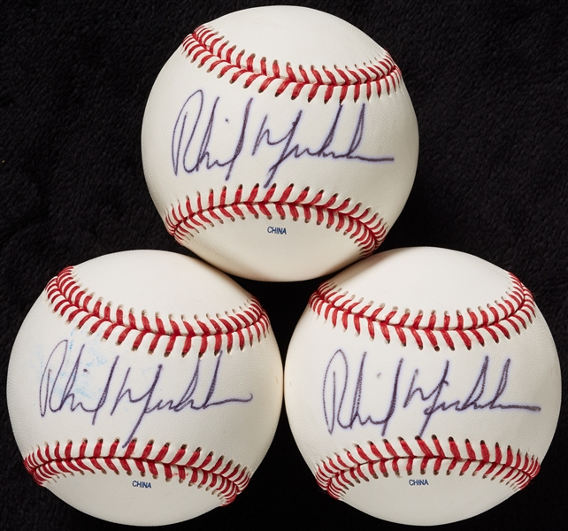 Phil Mickelson Single-Signed OML Baseballs Group (3)