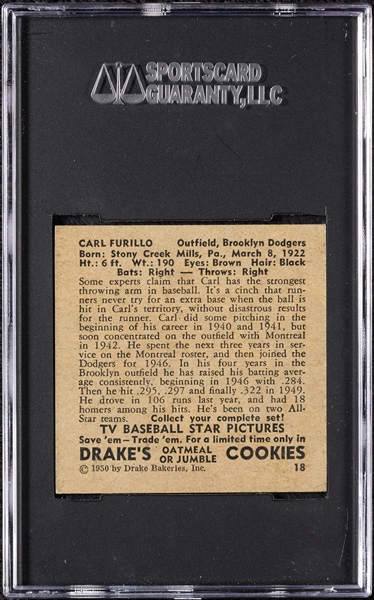1950 Drake's Carl Furillo No. 18 SGC 5