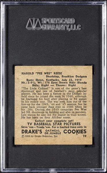 1950 Drake's Pee Wee Reese No. 19 SGC 5