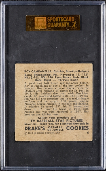 1950 Drake's Roy Campanella No. 6 SGC 5