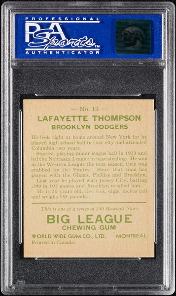 1933 World Wide Gum Lafayette Thompson No. 13 PSA 7