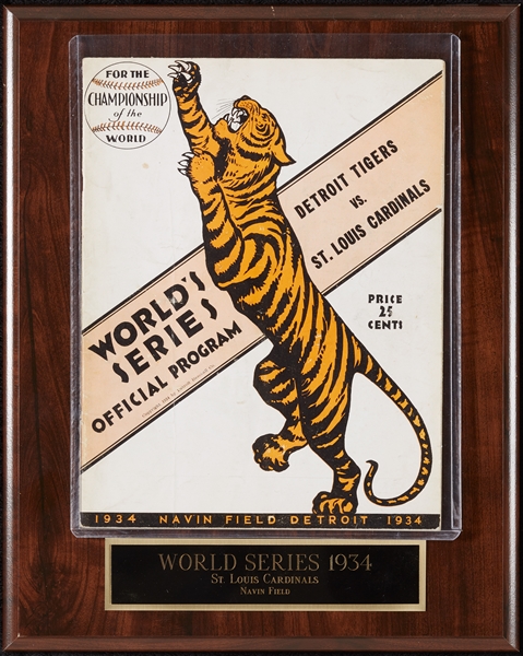 1934 Detroit Tigers World Series Program and Plaque