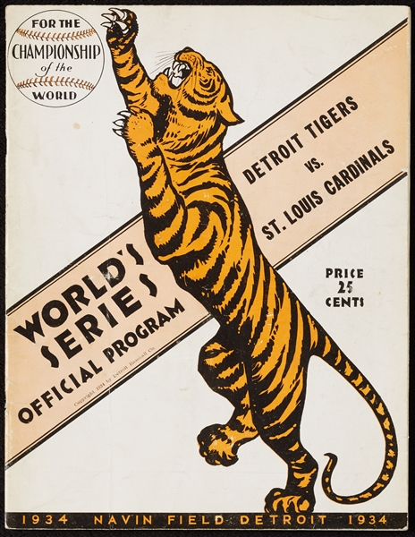 1934 Detroit Tigers World Series Program and Plaque