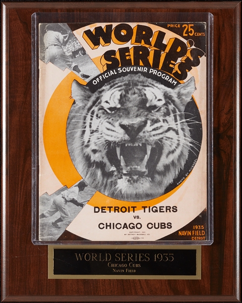 1935 Detroit Tigers World Series Program and Plaque