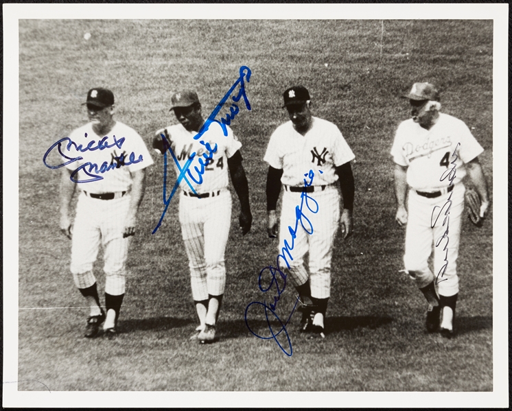 Mickey Mantle, Willie Mays, Joe DiMaggio & Duke Snider Signed 8x10 Photo (PSA/DNA)