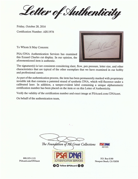 Ezzard Charles Cut Signature Framed Display (PSA/DNA)