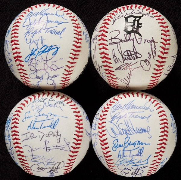 1995 Detroit Tigers Team-Signed Baseballs (4)