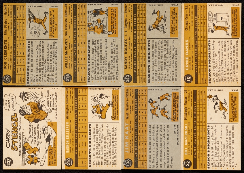 1960s Topps Baseball Group With Clemente, Koufax, McCovey Rookie (110)