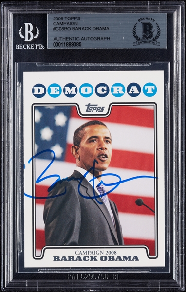 Barack Obama Signed 2008 Topps Campaign No. CO8-BO (BAS)