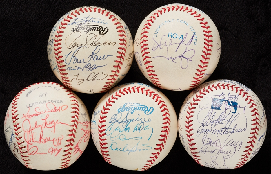 Old Timers Multi-Signed Baseballs Group (5)