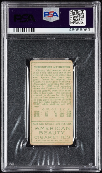 1911 T205 Gold Border Christy Mathewson PSA 1 (MC)