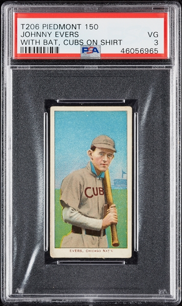 1909-11 T206 Johnny Evers With Bat, Cubs On Shirt (Piedmont 150) PSA 3