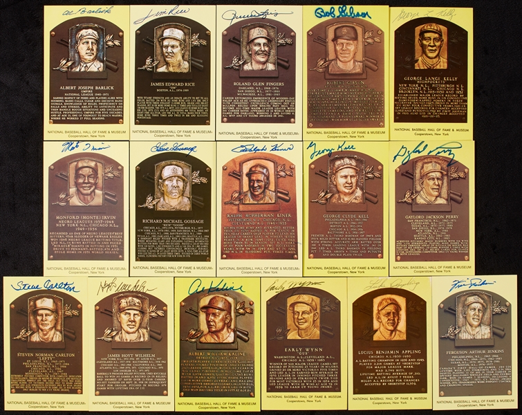 Signed Yellow HOF Plaque Postcards with Ruffing, Berra (43)