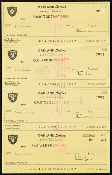 Al Davis Signed Oakland Raiders Payroll Checks (4)