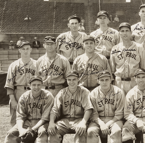 1933 St. Paul Saints Team-Signed 11x19 Photo with Myles Thomas (17) (JSA)