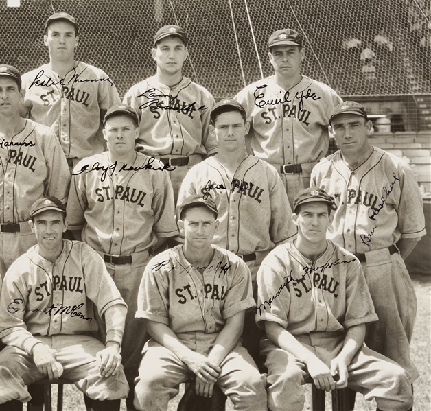 1933 St. Paul Saints Team-Signed 11x19 Photo with Myles Thomas (17) (JSA)