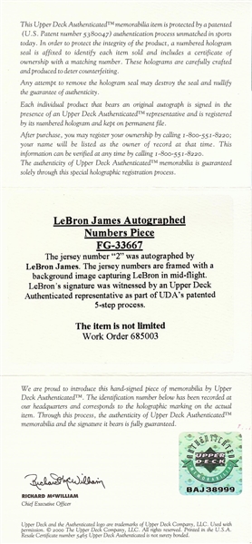 LeBron James Signed Numbers Display in Frame (UDA)