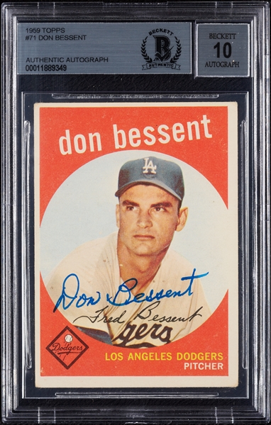 Don Bessent Signed 1959 Topps No. 71 (Graded BAS 10)