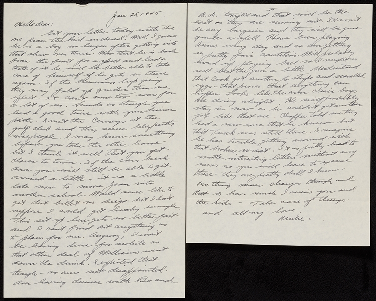 Mickey Cochrane Signed Two-Page Handwritten Letter (1945) (BAS)