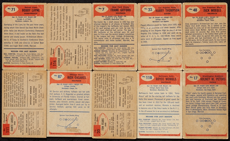 Signed 1954-55 Bowman Football Card Group with Layne, Gifford (10)