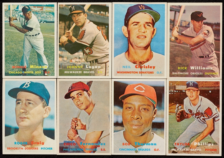 High-Grade 1957 Topps Baseball With Minor Stars, Five Slabbed (136)
