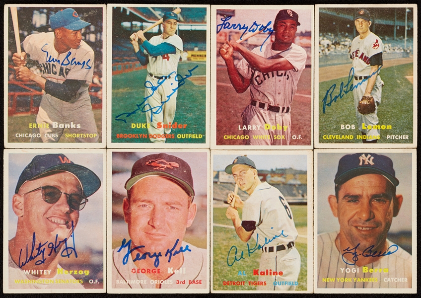 Signed 1957 Topps Baseball Group with 13 HOFers (103)