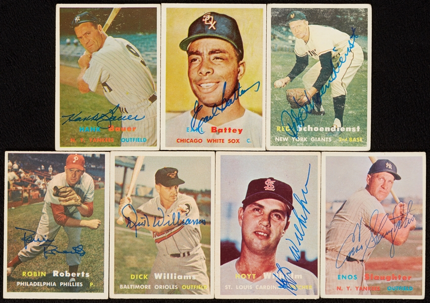 Signed 1957 Topps Baseball Group with 13 HOFers (103)