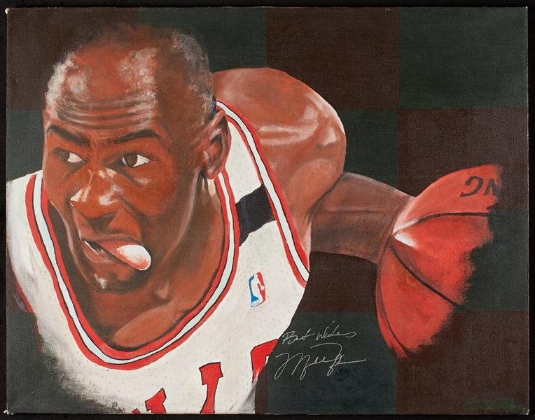 Michael Jordan Signed 28x36 Canvas Artwork (BAS)